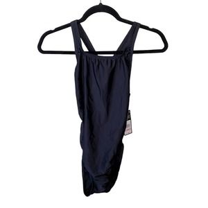 NWT Speedo Pro LT Anthracite Black One Piece Bathing Swimsuit